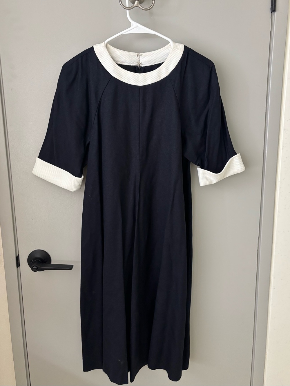 Vintage Neiman Marcus Navy White Midi Dress